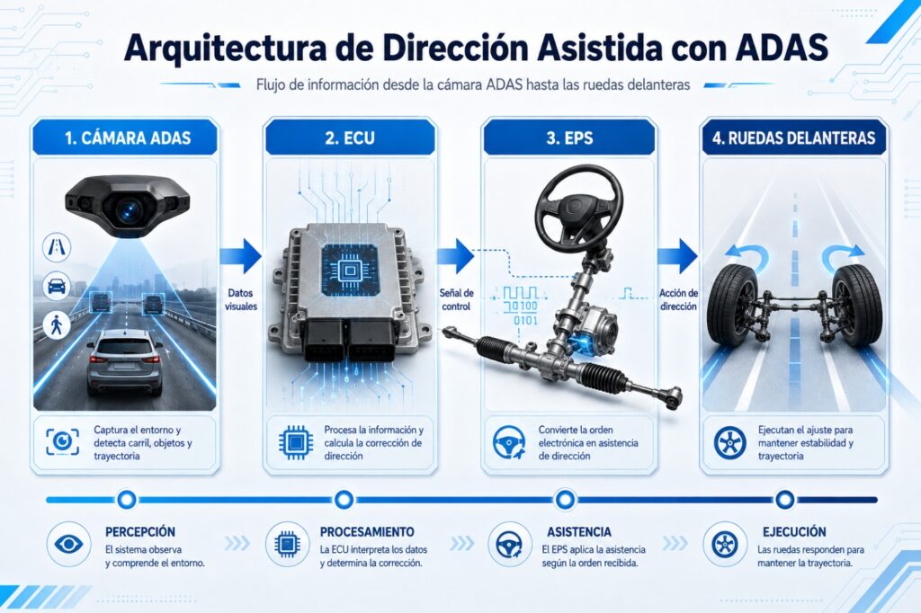 Integración de dirección EPS con sistemas ADAS del vehículo