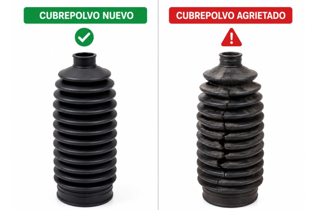 cubrepolvo de dirección hidráulica roto y nuevo