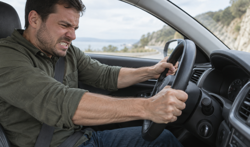 volante de dirección duro al girar en un automóvil